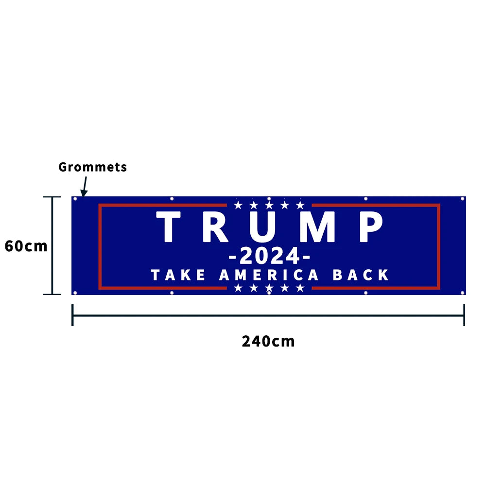 Donald Trump 2024 Flag Banner 2×8 FT Take American Back