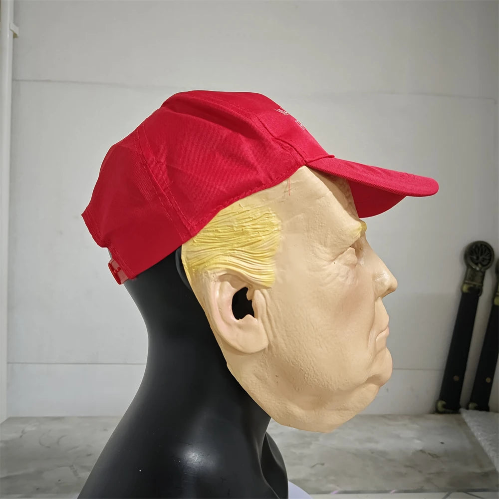 Donald Trump Mask With Make America Great Again Attached Cloth Hat