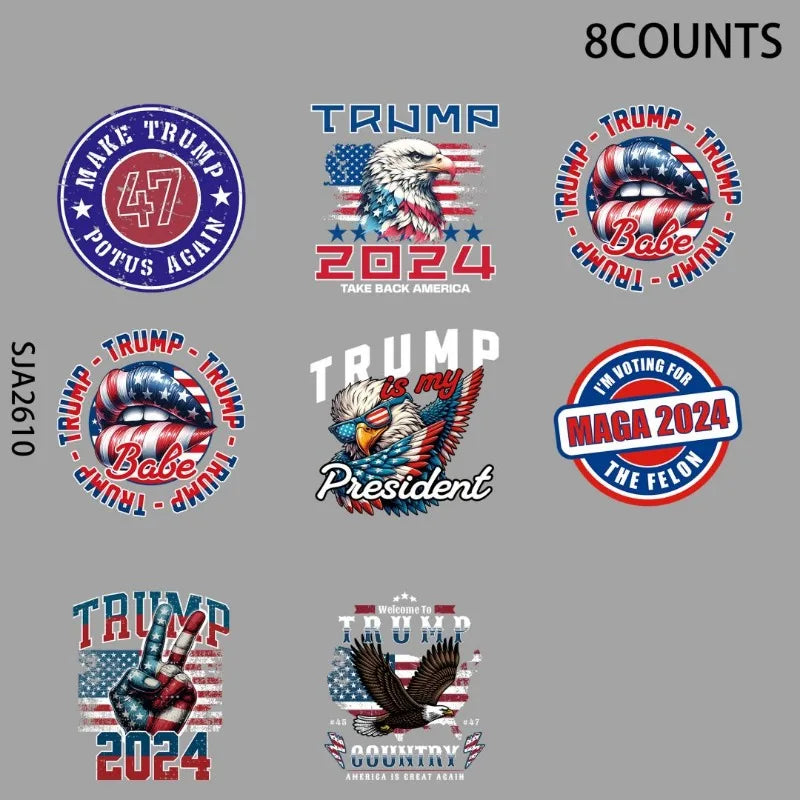 8pcs Trump Waterproof Stickers for Decorating Coffee/Tea Mugs