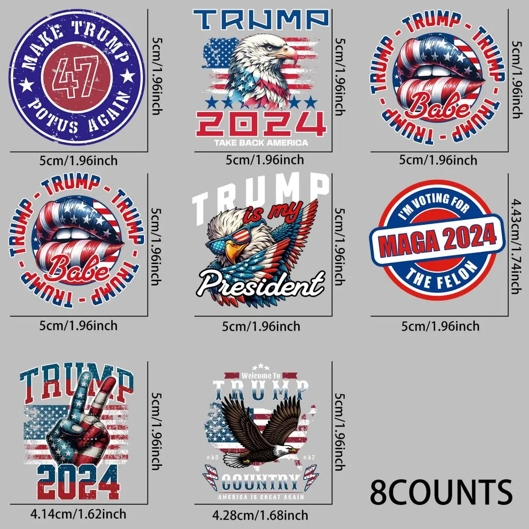 8pcs Trump Waterproof Stickers for Decorating Coffee/Tea Mugs