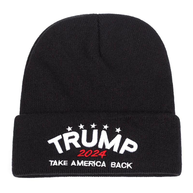 Black TRUMP Embroidered Knitted Winter Hat