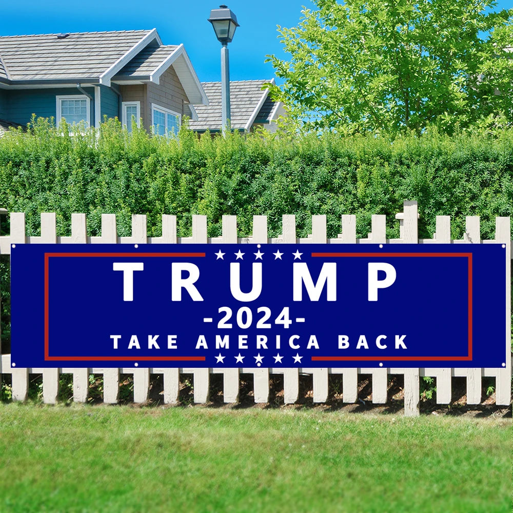 Donald Trump 2024 Flag Banner 2×8 FT Take American Back