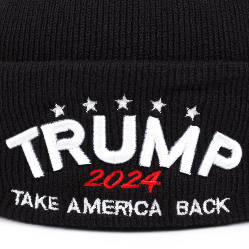 Black TRUMP Embroidered Knitted Winter Hat